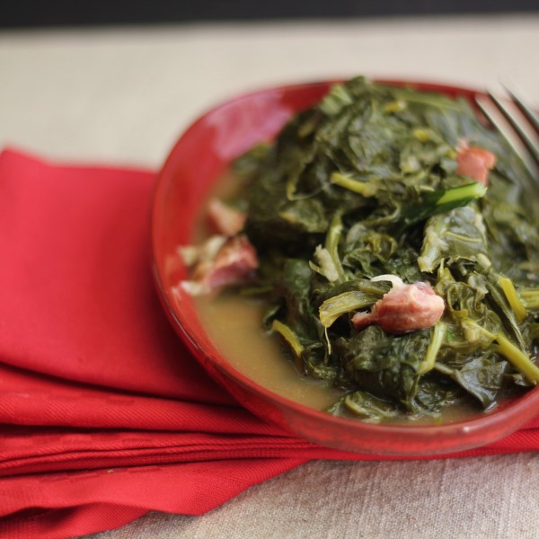 Collard and Mustard Greens in Ham Hock Gravy